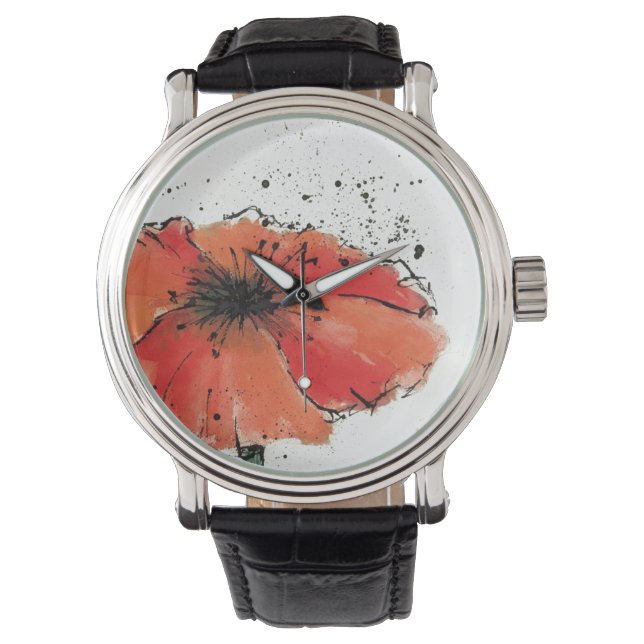 Blume im Vollblut Armbanduhr (Vorderseite)