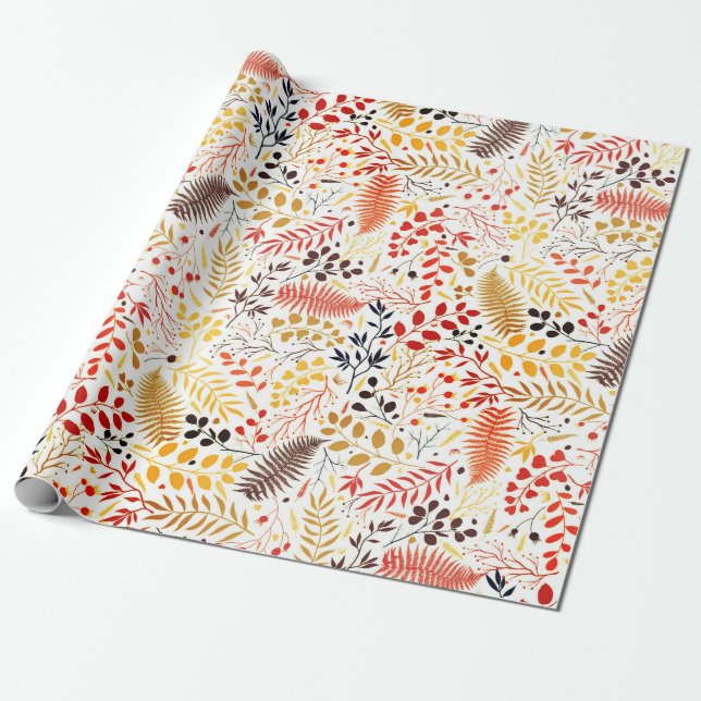 Blume im Wildwald Fern Mushrooms Foliage Geschenkpapier (Ungerollt)