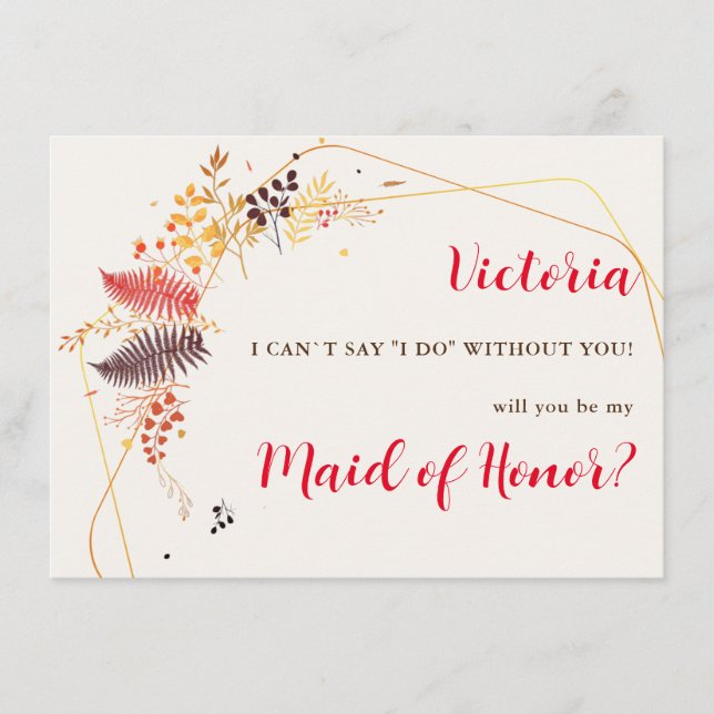 Blume im Wildwald Fern Mushrooms Foliage Menükarte (Vorderseite)