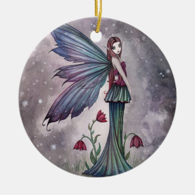 Blume im Winter Faiasy Fantasy Art Keramikornament (Vorne)
