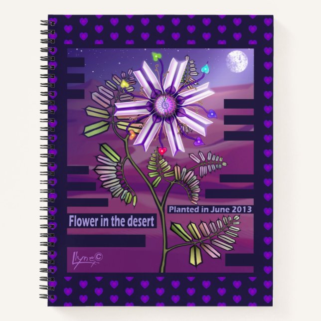 Blume im Wüstenheft Notizbuch (Vorderseite)