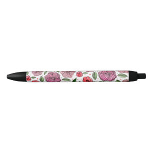 Blume in Aquarell und Tinte - Rosa und Grün Kugelschreiber