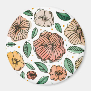 Blume in Aquarell und Tinte - Vintag Magnet