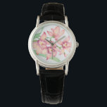 Blume in Aquarellfarbe Armbanduhr<br><div class="desc">Aquarell Rosa Blume Künstler: Tim Oole</div>