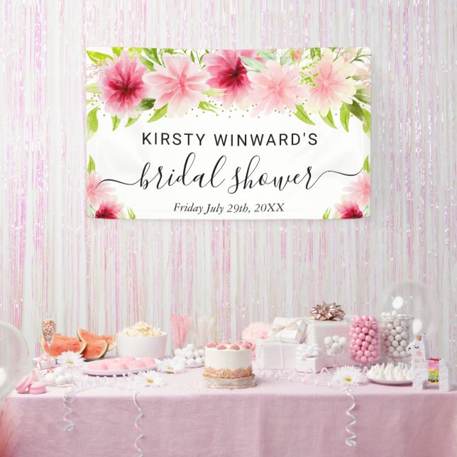 Blume in Aquarellfarbe Brautparty Willkommen Banner (Party)
