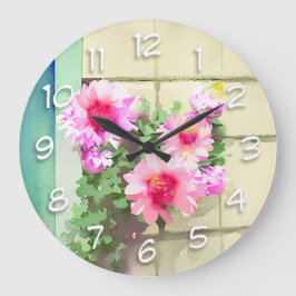Blume in Aquarellfarbe Große Wanduhr