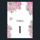 Blume in Aquarellfarbe - Hochzeitsfeier Tischnumme Tischnummer<br><div class="desc">Aquarellrosa Rosen Blume Thema Brautparty-Karte mit Aquarellbild von Bouquet-Rose mit Grünpflanzen.</div>