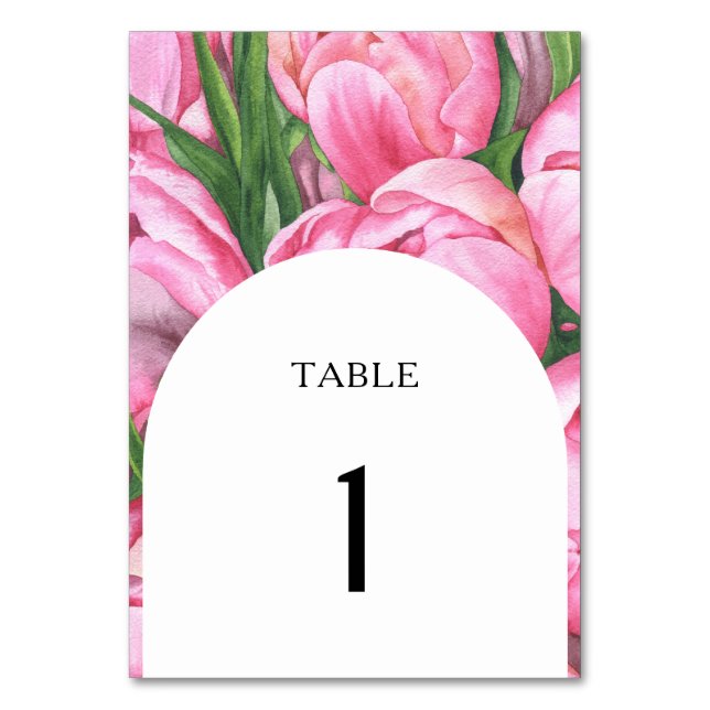 Blume in Aquarellfarbe - Hochzeitsfeier Tischnumme Tischnummer (Vorderseite)