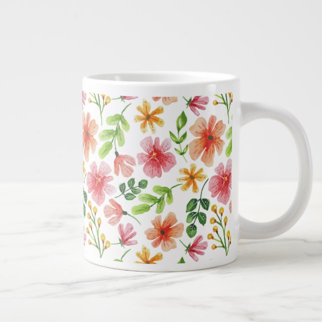 Blume in Aquarellfarbe, Muster-69677 Jumbo-Tasse (Rechts)