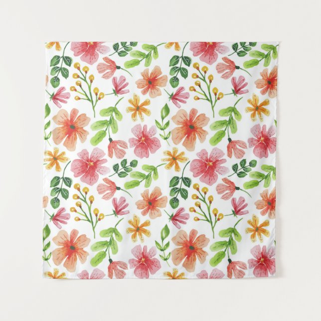 Blume in Aquarellfarbe, Muster-69677 Wandteppich (Vorderseite)