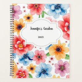 Blume in Aquarellfarben bilden einen persönlichen Planer