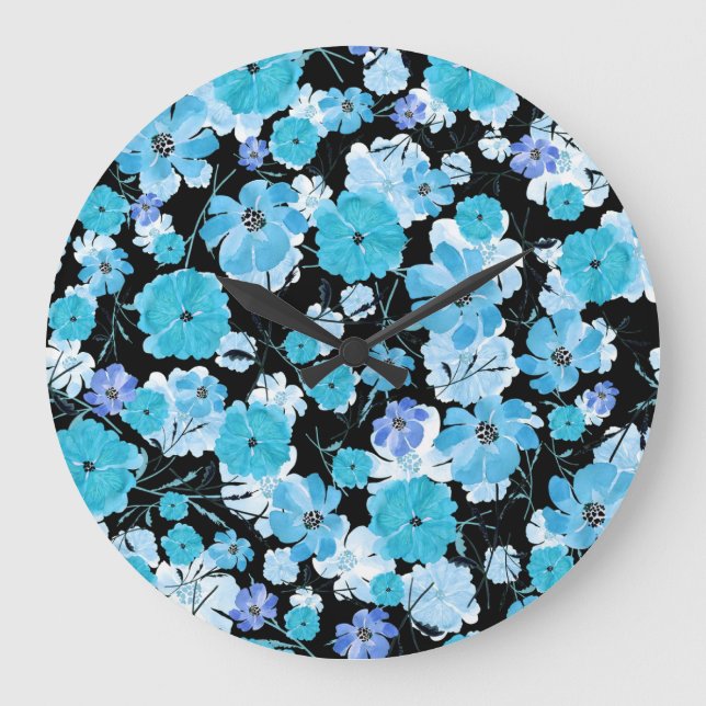 Blume in Aquarellfarben: Ein zartes Band Große Wanduhr (Vorderseite)