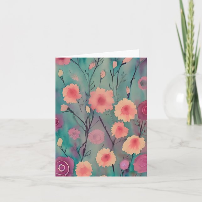 Blume in Aquarellfarben Karte (Vorderseite)
