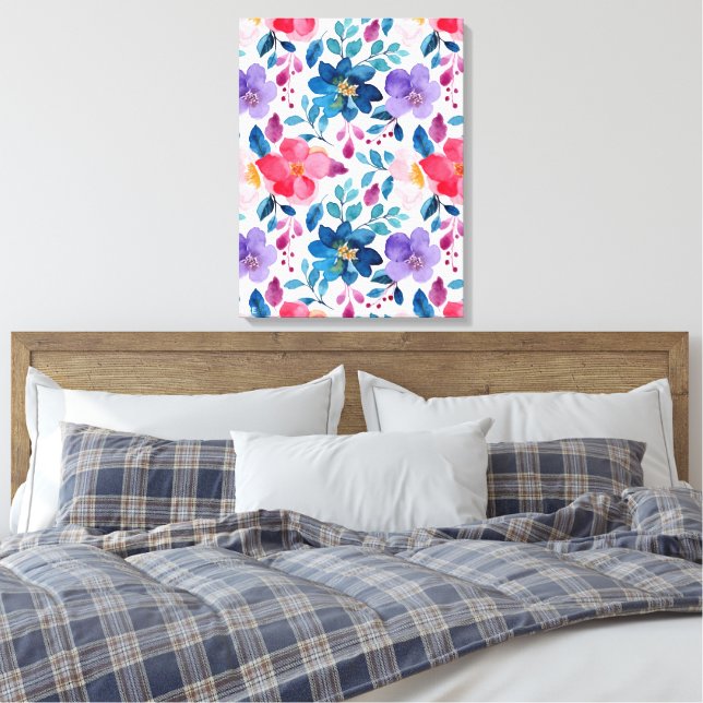 Blume in Aquarellfarben Leinwanddruck (Insitu (Schlafzimmer))