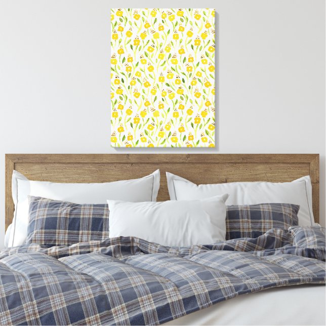 Blume in Aquarellfarben Leinwanddruck (Insitu (Schlafzimmer))
