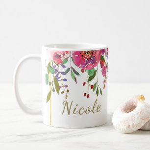 Blume in Aquarellfarben Moderne Farben kühl Kaffeetasse