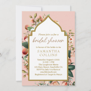 Blume in Aquarellfarben Peach Gold Brautparty Einladung