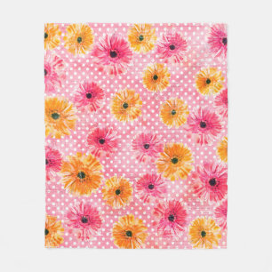 Blume in Aquarellfarben, rosa und gelb Fleecedecke
