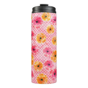 Blume in Aquarellfarben, rosa und gelb Thermosbecher