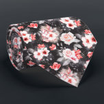 Blume in Aquarellfarben Rot Schwarz Krawatte<br><div class="desc">Dieses Design kann durch Auswahl der Option Design bearbeiten personalisiert werden. Sie können auch auf andere Gegenstände übertragen. Kontaktieren Sie mich unter colorflowcreations@gmail.com oder nutzen Sie die Chat-Option oben auf der Seite, wenn Sie dieses Design auf einem anderen Produkt haben möchten oder Hilfe benötigen. Sehen Sie mehr von meinen Designs...</div>