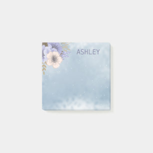 Blume in Beige und Lavendel Post-it Klebezettel