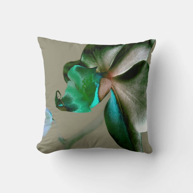 Blume in Blau, Grün und Grau Kissen (Vorderseite)