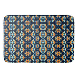 Blume in Blau-Orange Art Deco Badematte