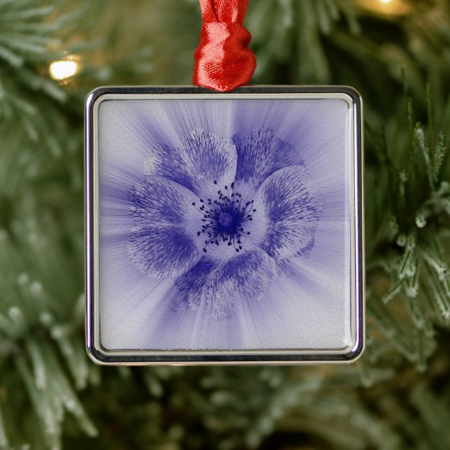 Blume in blau ornament aus metall (Baum)
