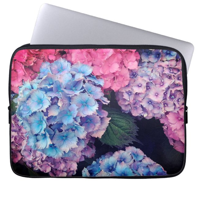 Blume in Blau und Rosa Laptopschutzhülle (Vorderseite)
