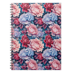 Blume in Blau und Rosa Notizblock