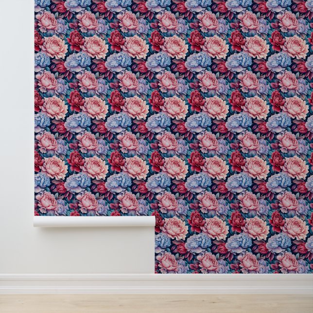 Blume in Blau und Rosa Tapete (Anwendung)