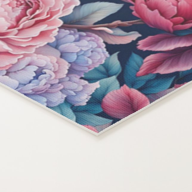 Blume in Blau und Rosa Yogamatte (Detail)