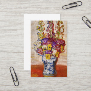 Blume in Blau und Weiß in der Orangen Tabelle Visitenkarte