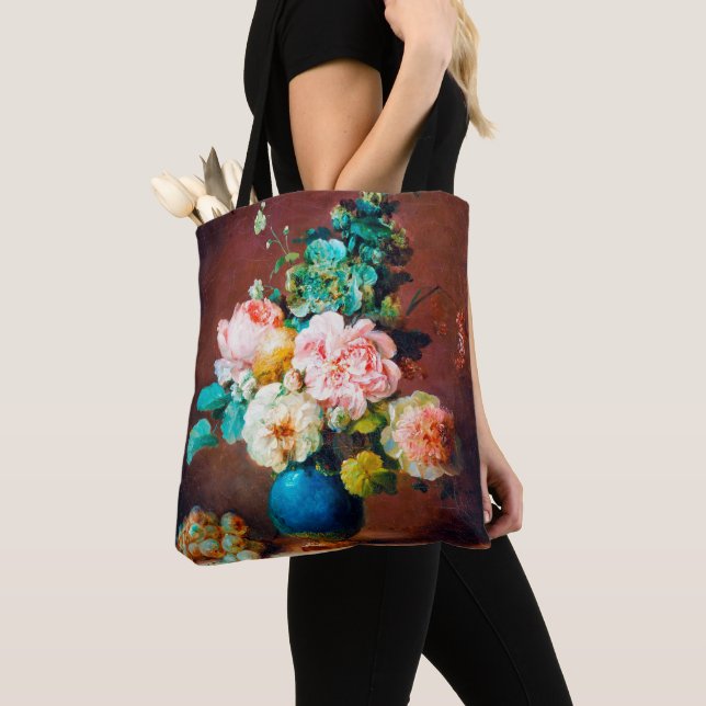 Blume in blauer Vase von Anne Vallayer Tasche (Von Nahem)