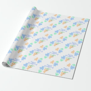 Blume in Blauorange Geschenkpapier