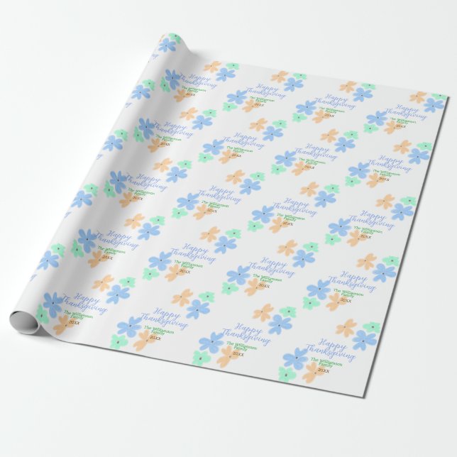 Blume in Blauorange Geschenkpapier (Ungerollt)