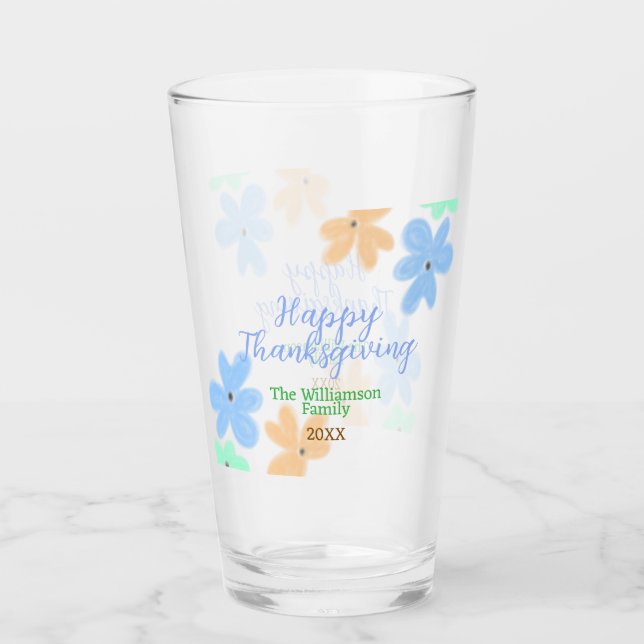 Blume in Blauorange Glas (Vorderseite)