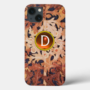 BLUME IN BROWN FLORAL ORANGE GEM MONOGRAM Case-Mate iPhone HÜLLE