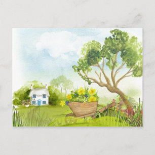 Blume in der Landschaft der Rollbarren Postkarte