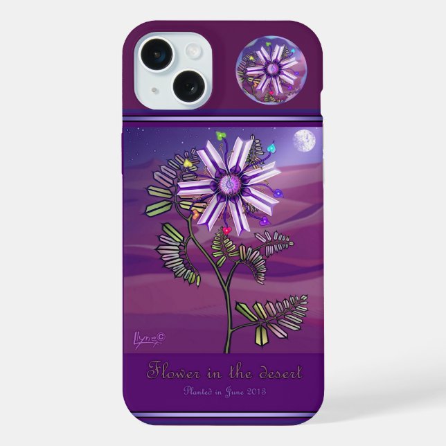 Blume in der Wüste iPhone 15 Plus Hülle (Rückseite)