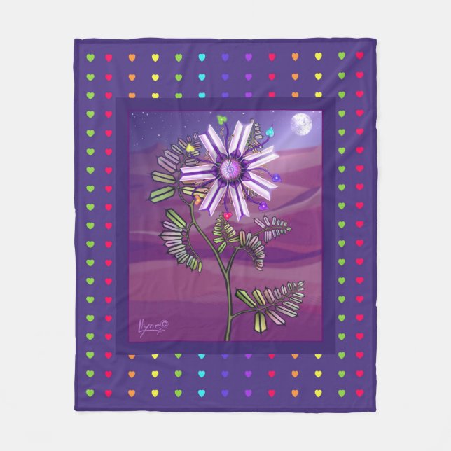 Blume in der Wüste Vlies Fleecedecke (Vorderseite)