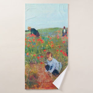 Blume in einem Feld auswählen, Mary Cassatt Badehandtuch