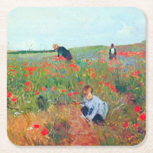 Blume in einem Feld auswählen, Mary Cassatt Rechteckiger Pappuntersetzer