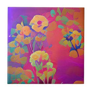 Blume in einem Feld bunt abstrakte Digitalkunst Fliese