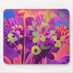 Blume in einem Feld bunt abstrakte Digitalkunst Mousepad