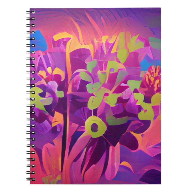 Blume in einem Feld bunt abstrakte Digitalkunst Notizblock (Vorderseite)