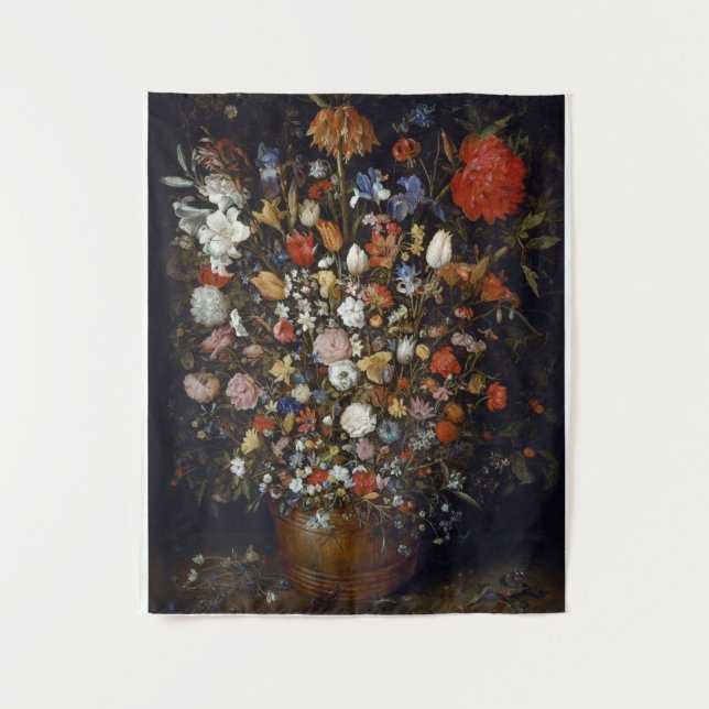 Blume in einem Holzschiff Jan Brueghel the Ältere Wandteppich (Vorderseite)