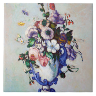 Blume in einem Rokoko Vase, Paul Cezanne Fliese