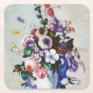 Blume in einem Rokoko Vase, Paul Cezanne Rechteckiger Pappuntersetzer