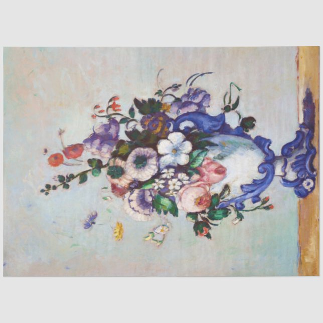 Blume in einem Rokoko Vase, Paul Cezanne Seidenpapier (Vorderseite)